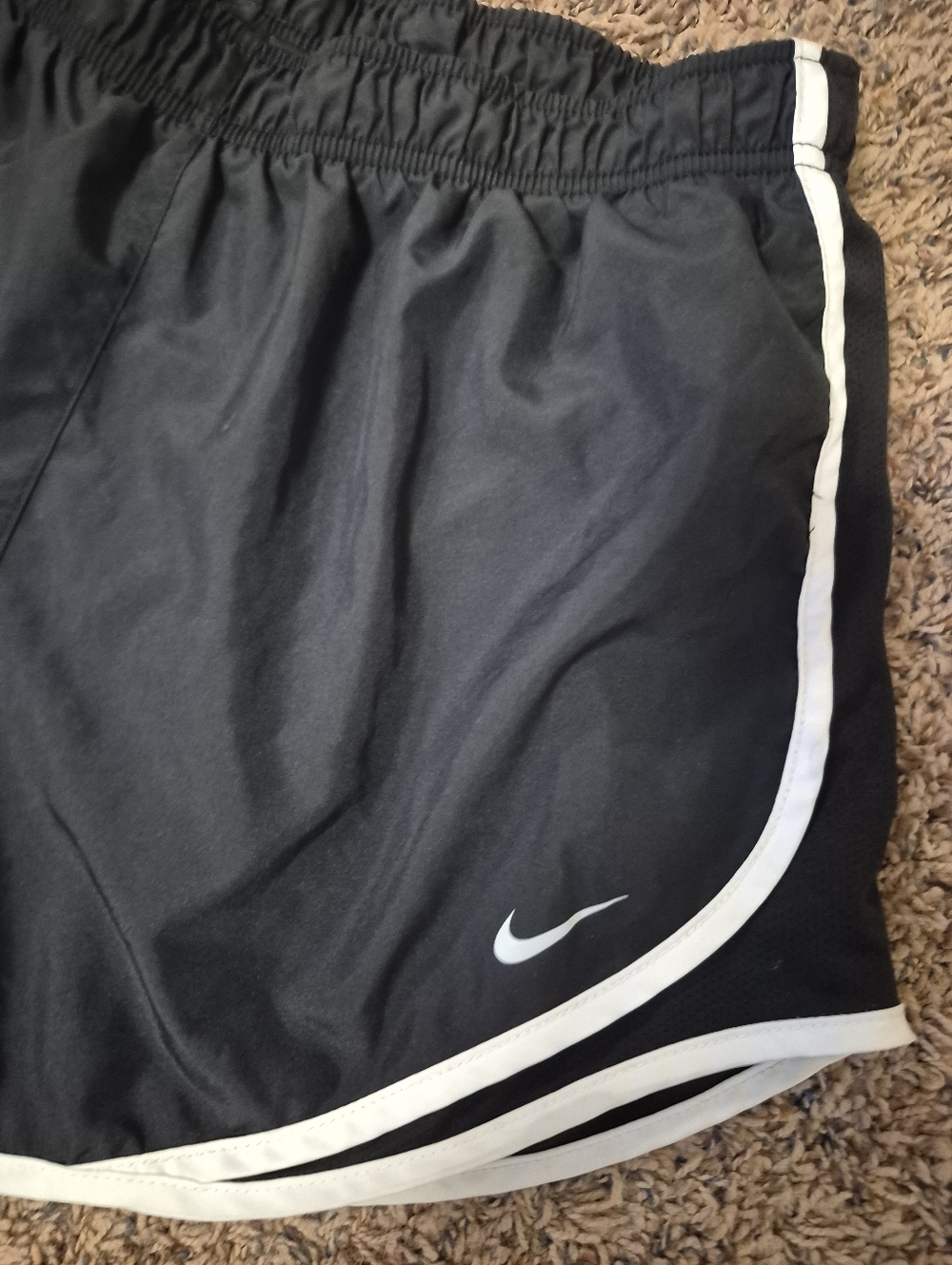 Nike Black Athletic Lined Shorts with White Piping Size L - Picture 2 of 7